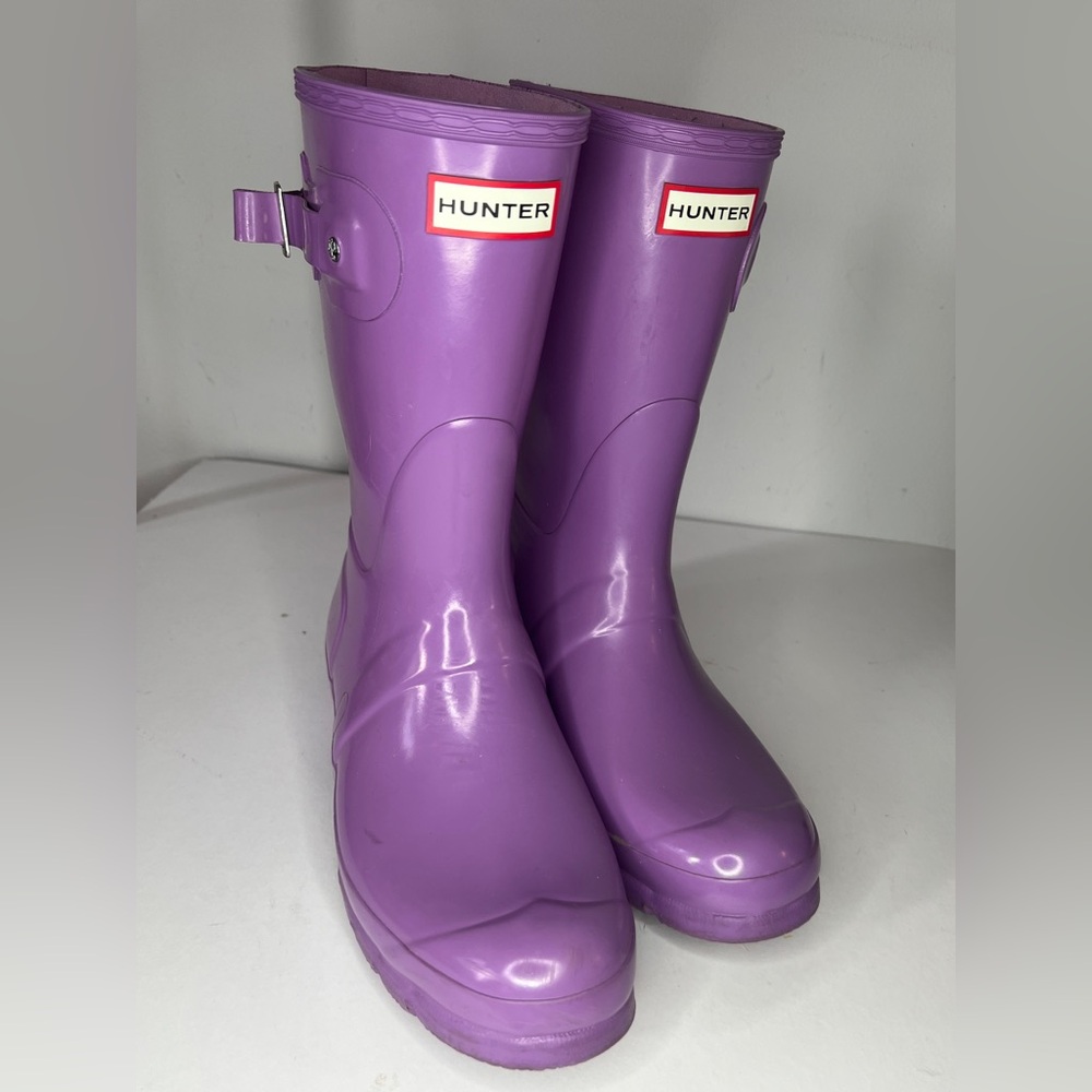 Hunter Purple Rain Boots Lilac Size 9 Short Gloss